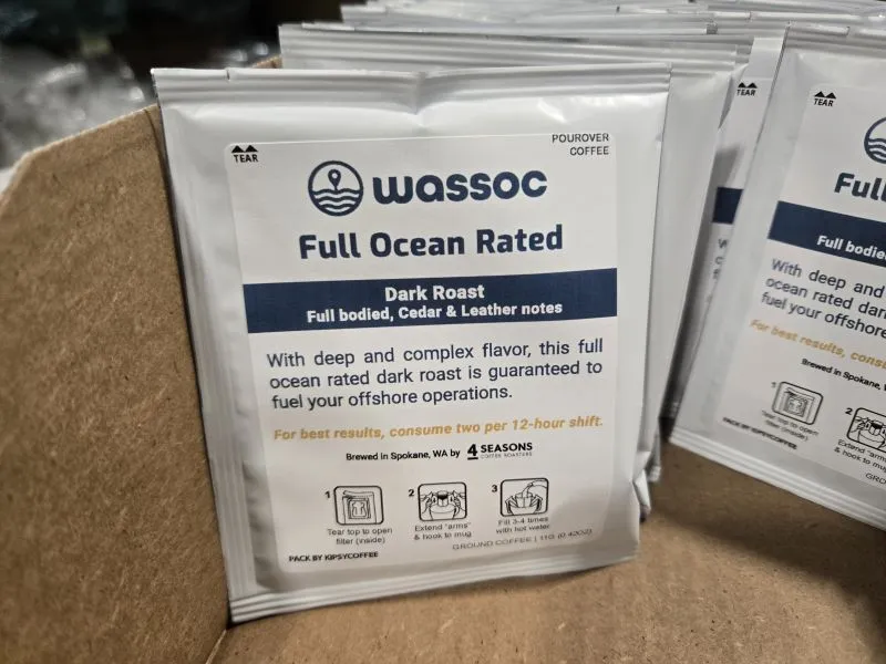 Single-serve pour-over coffee packs created for Wassoc