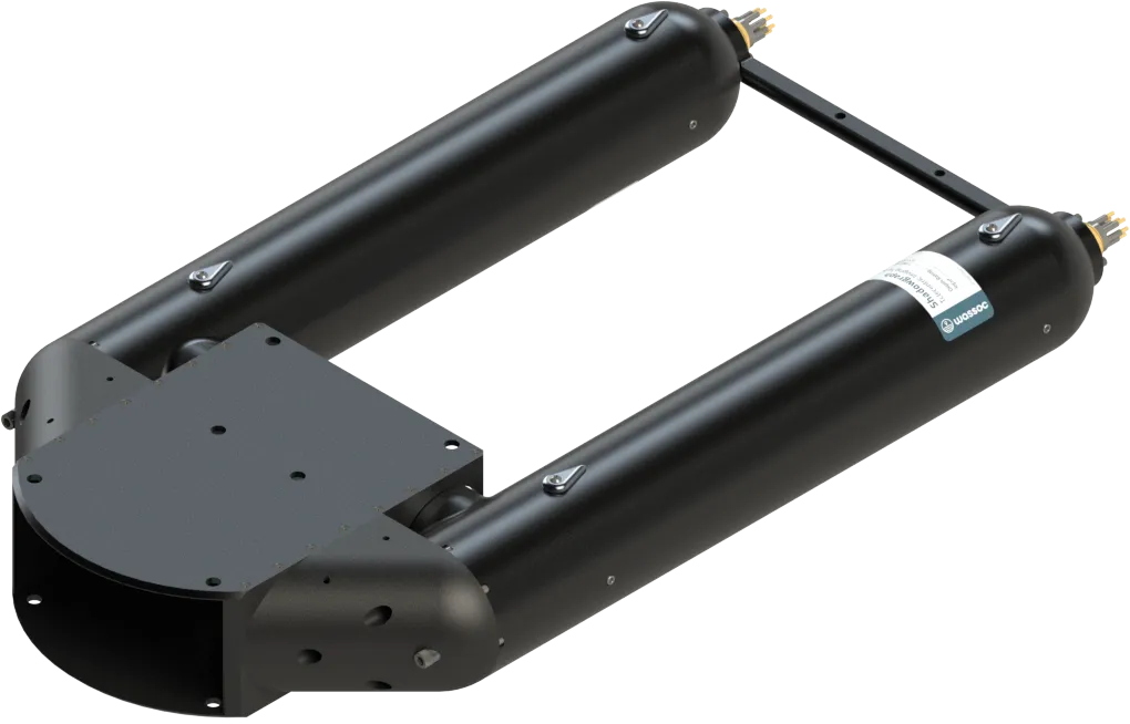 Wassoc Shadowgraph telecentric imaging system showing anodized aluminum housing