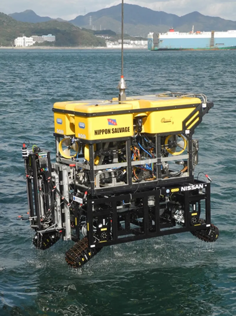 Wassoc's Remotely Operated Core Sampler integrated with NiGK's Crawler ROV being recovered from water during subsea testing